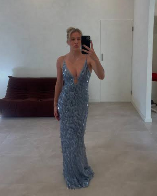 Misha Sapphire Sequin Maxi - Dove Grey