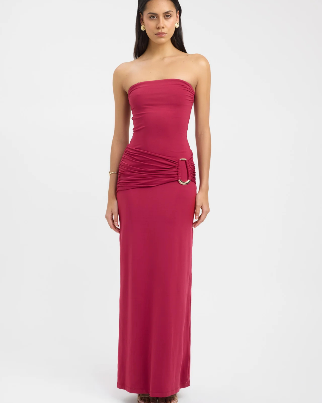 Kookai Torin Trim Maxi Dress - Beet Red