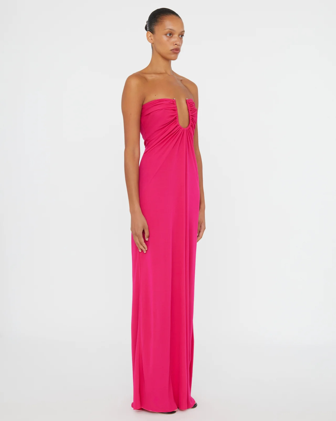 Christopher Esber Arced Palm Strapless Dress - Magenta