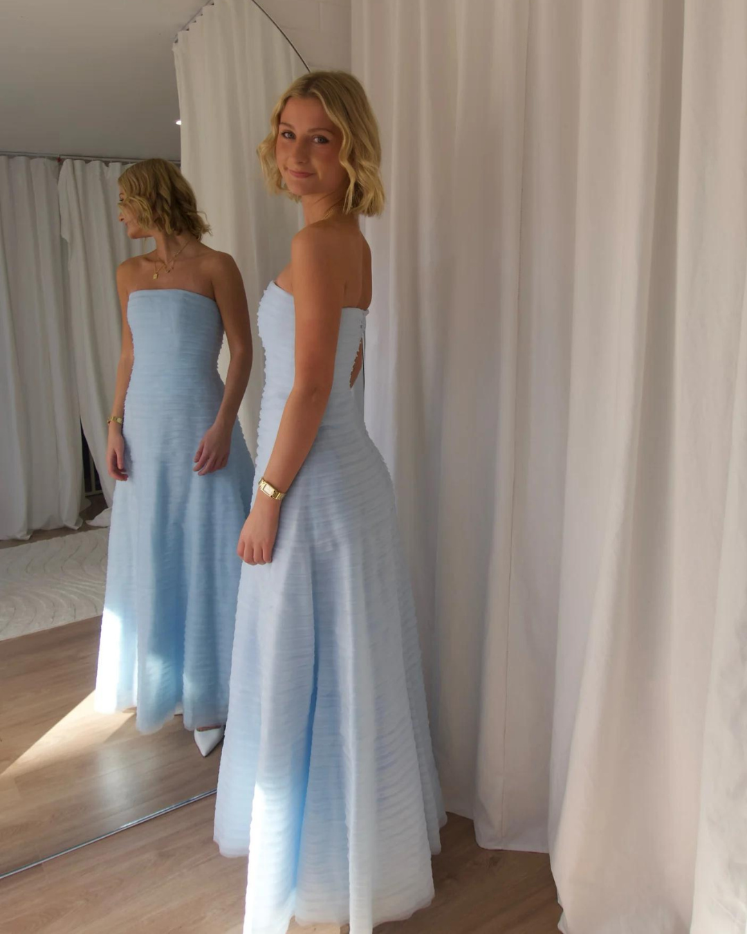 AJE Soundscape Maxi Baby Blue River Dress Hire AJE Soundscape Maxi Baby Blue River Dress Hire