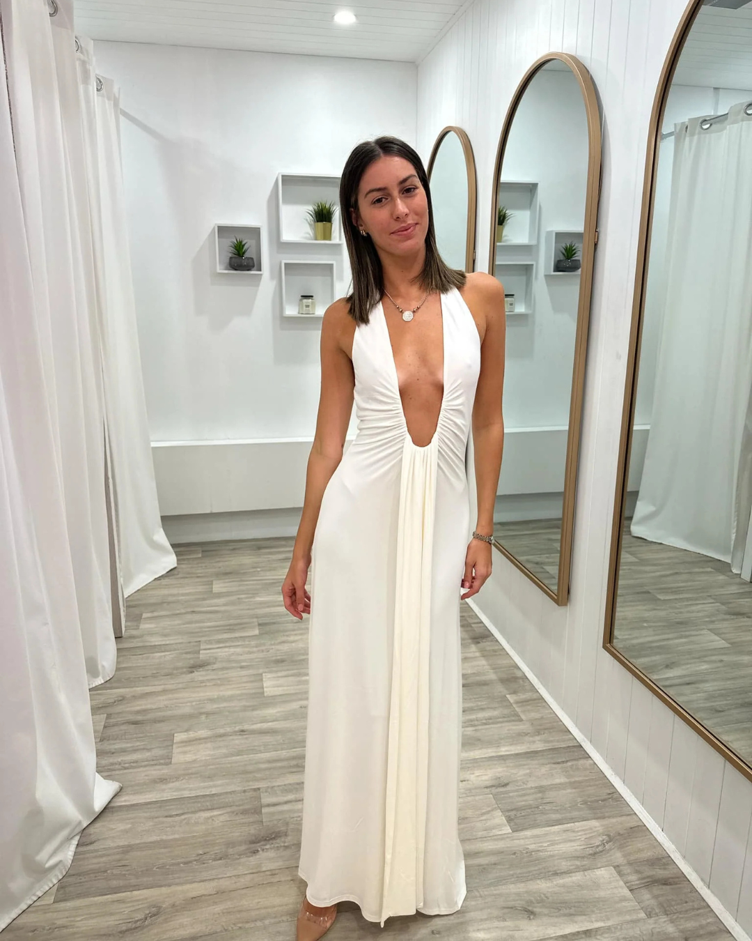 Misha Jennifer Cupro Maxi Dress Ivory