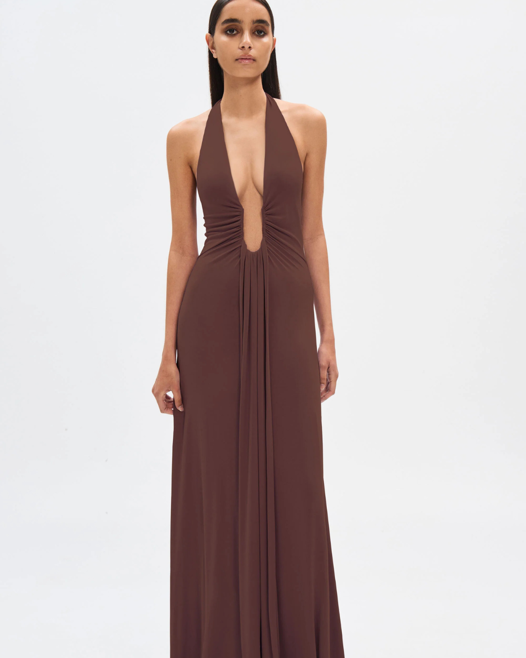 Misha Jennifer Cupro Maxi Dress Cedar Brown