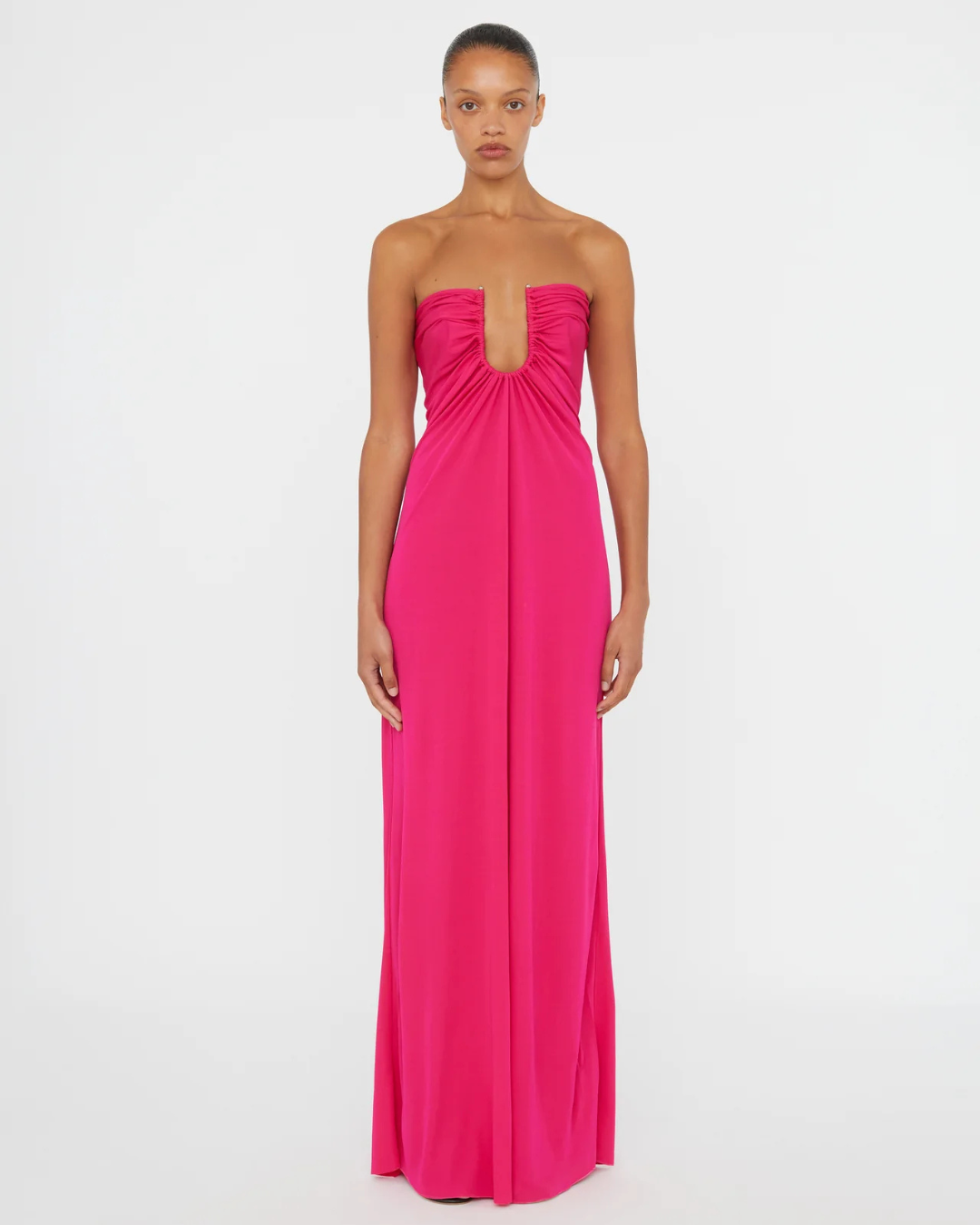 Christopher Esber Arced Palm Strapless Dress - Magenta