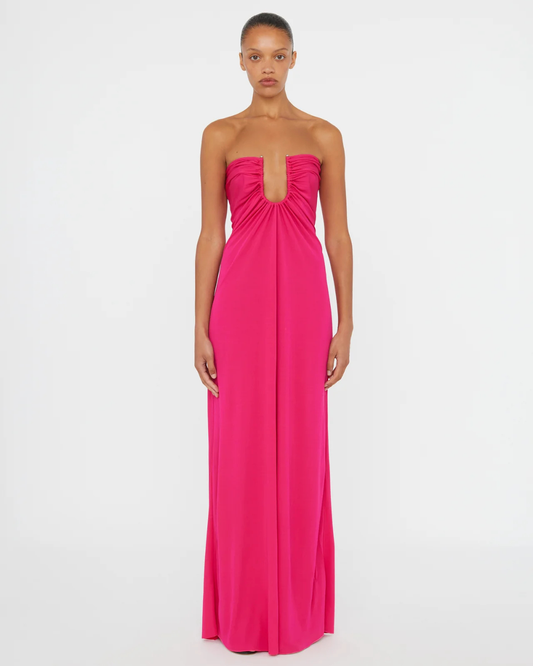 Christopher Esber Arced Palm Strapless Dress - Magenta