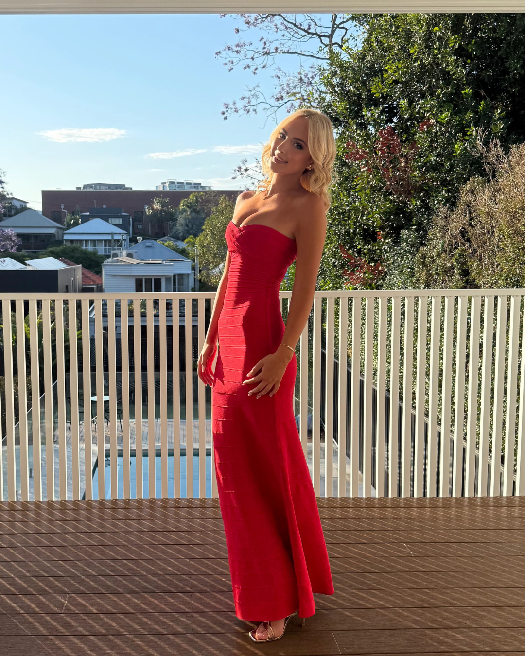 Herve Ledger Sara Gown - Red Lipstick