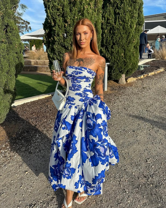 AJE Behold Maxi Dress - Boldly Blooming Cobalt