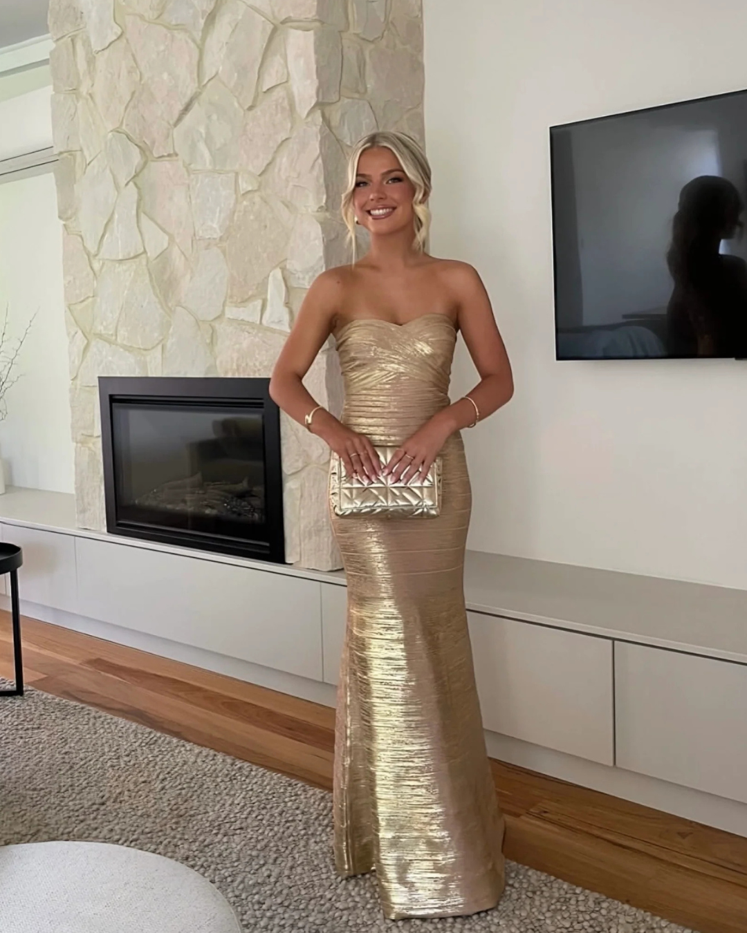 Herve Ledger Sara Gown - Metallic Gold