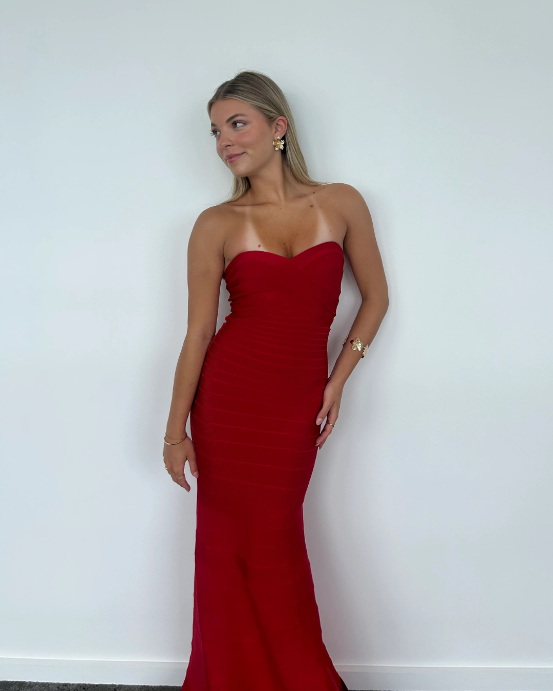 Herve Ledger Sara Gown - Red Lipstick