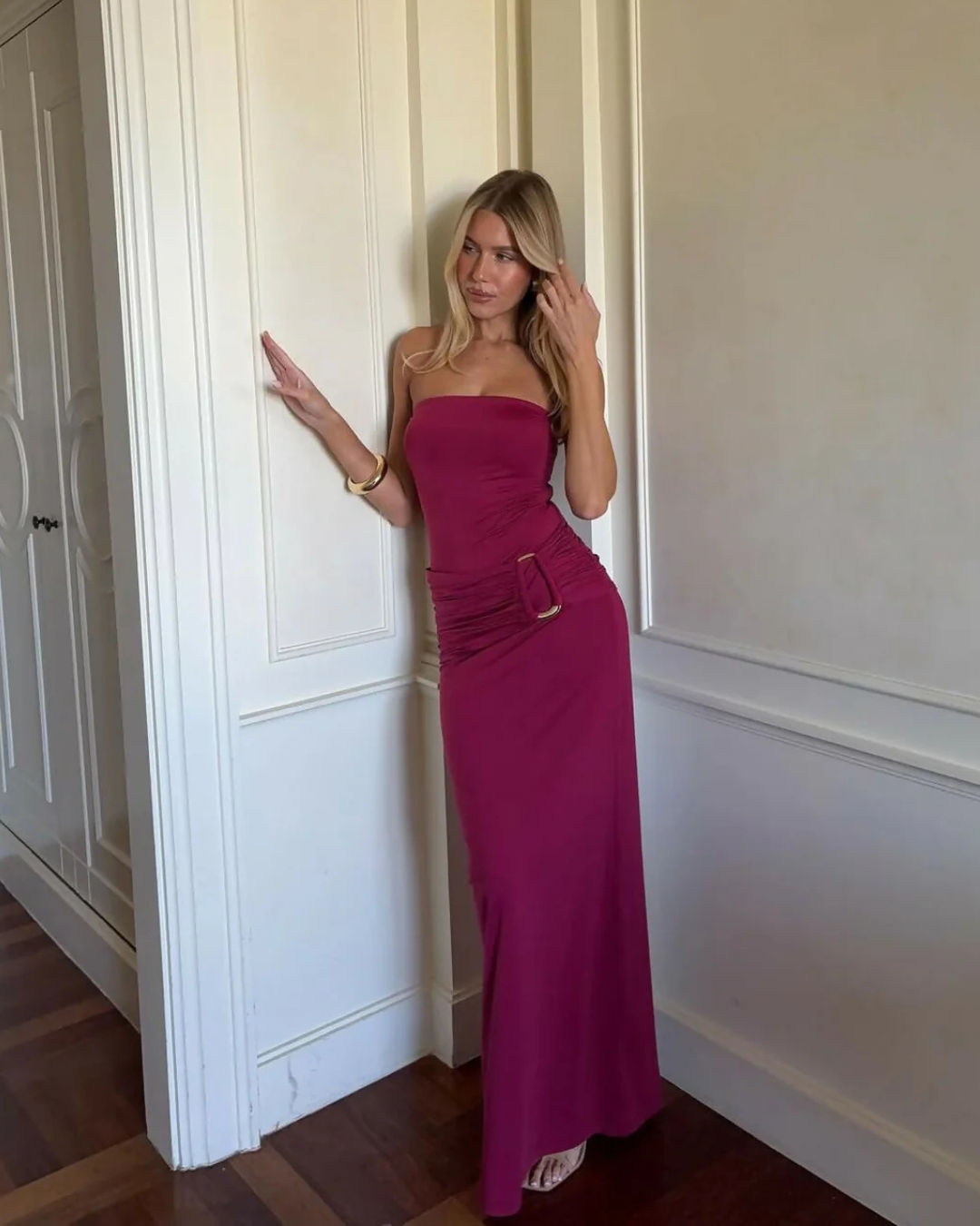 Kookai Torin Trim Maxi Dress - Beet Red