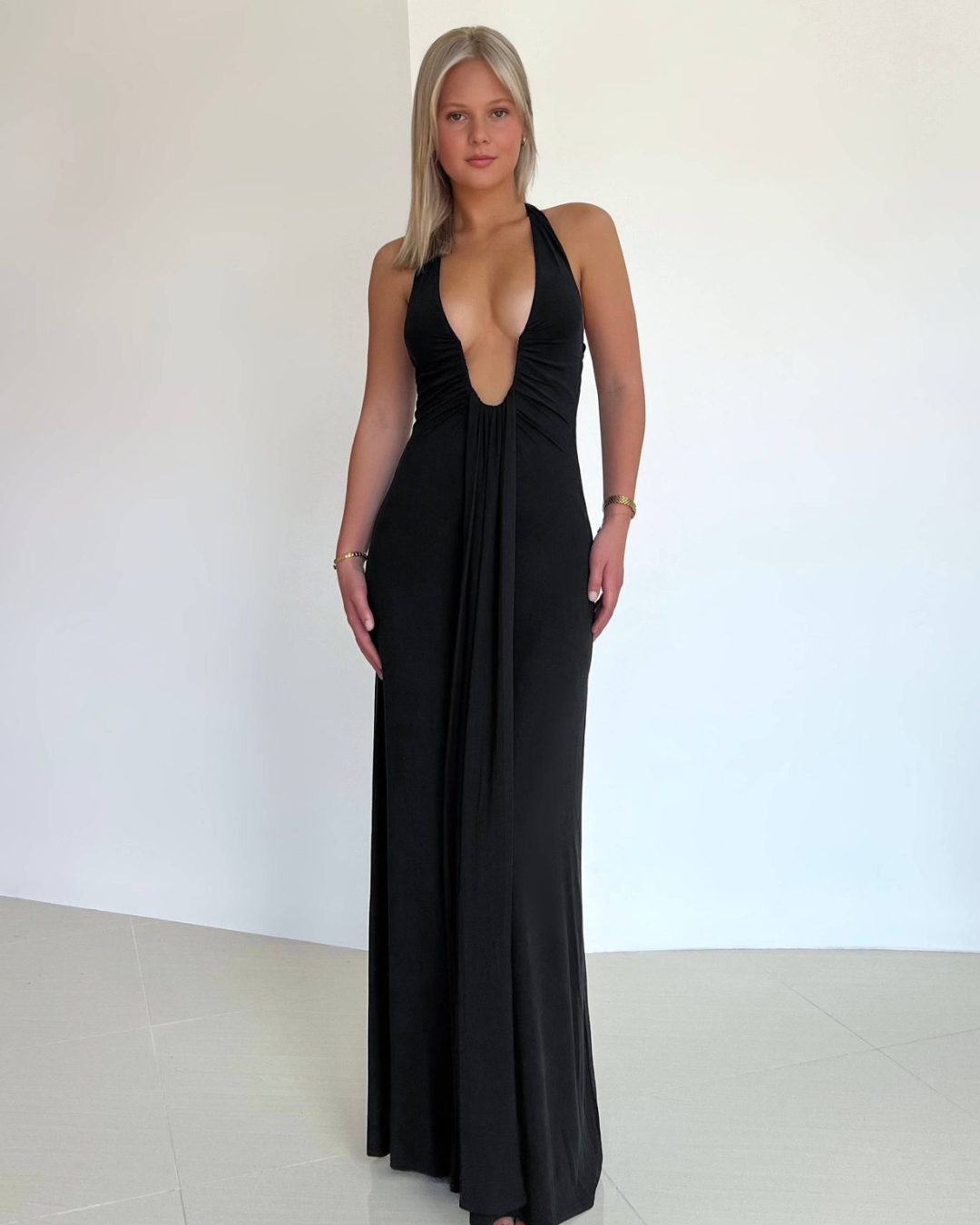 Misha Jennifer Cupro Maxi Dress Black