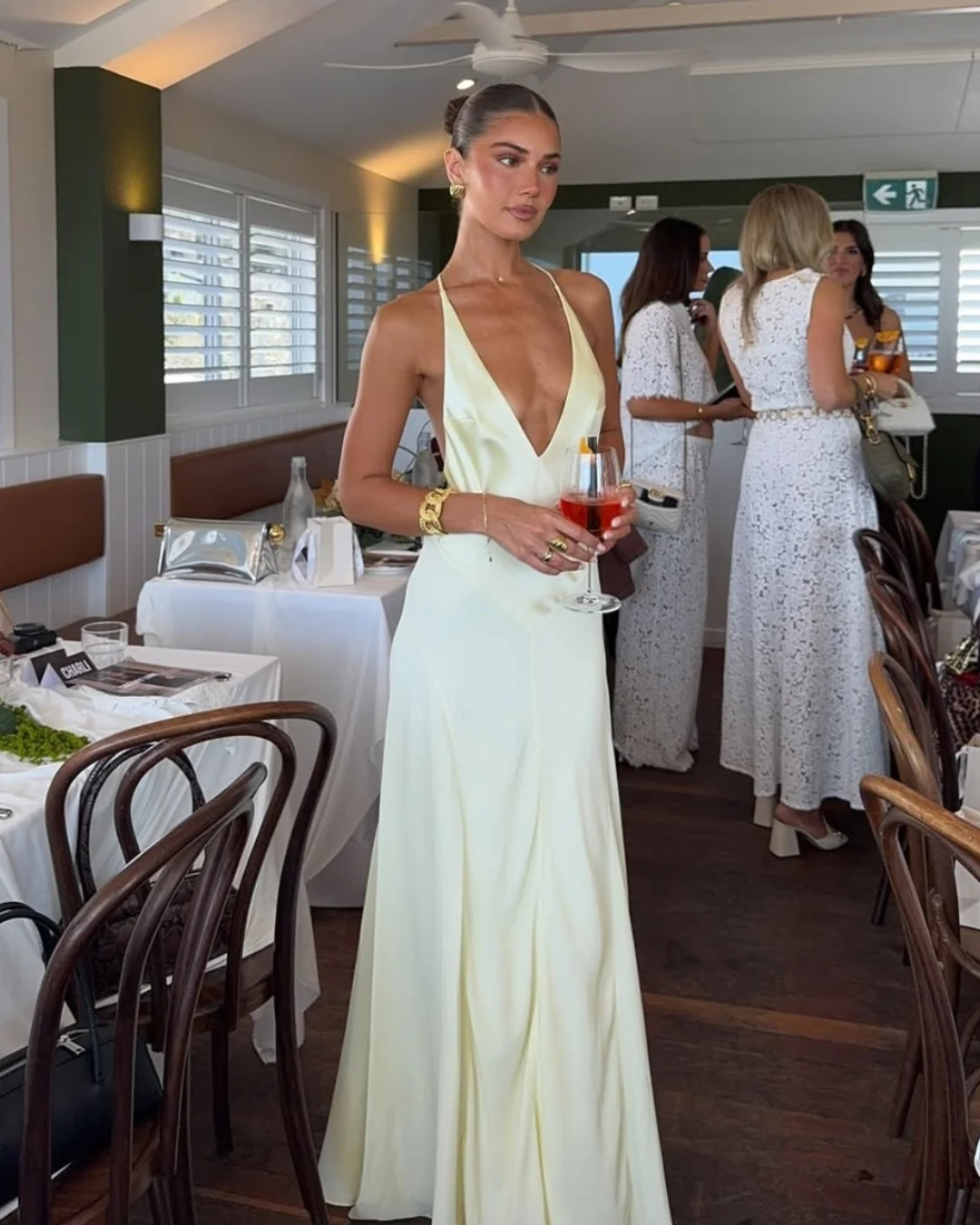 Jaz Hand Jaz Hand X Jaz Hand V-Neck Maxi Dress Butter – River Dress Hire
