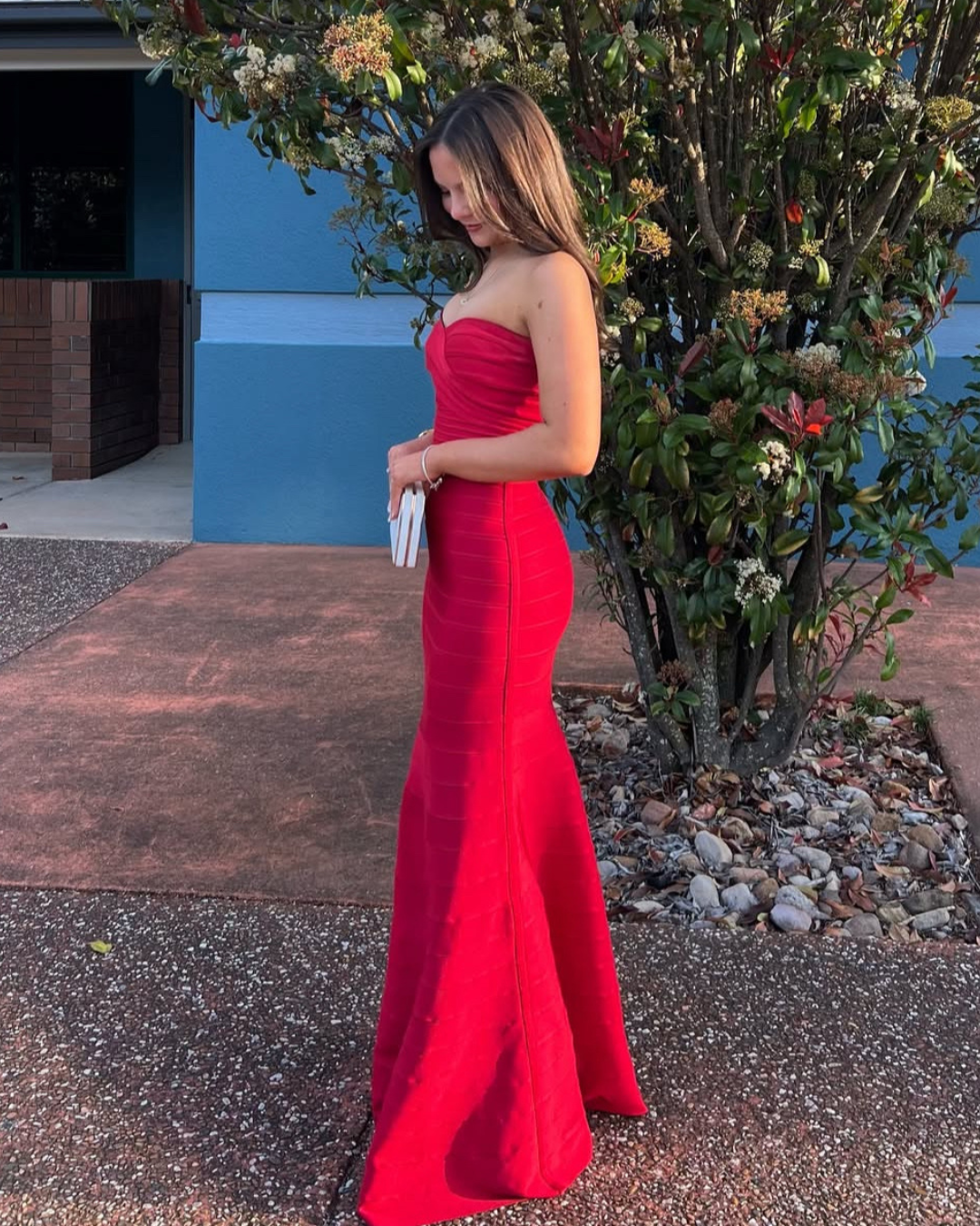 Herve Ledger Sara Gown - Red Lipstick