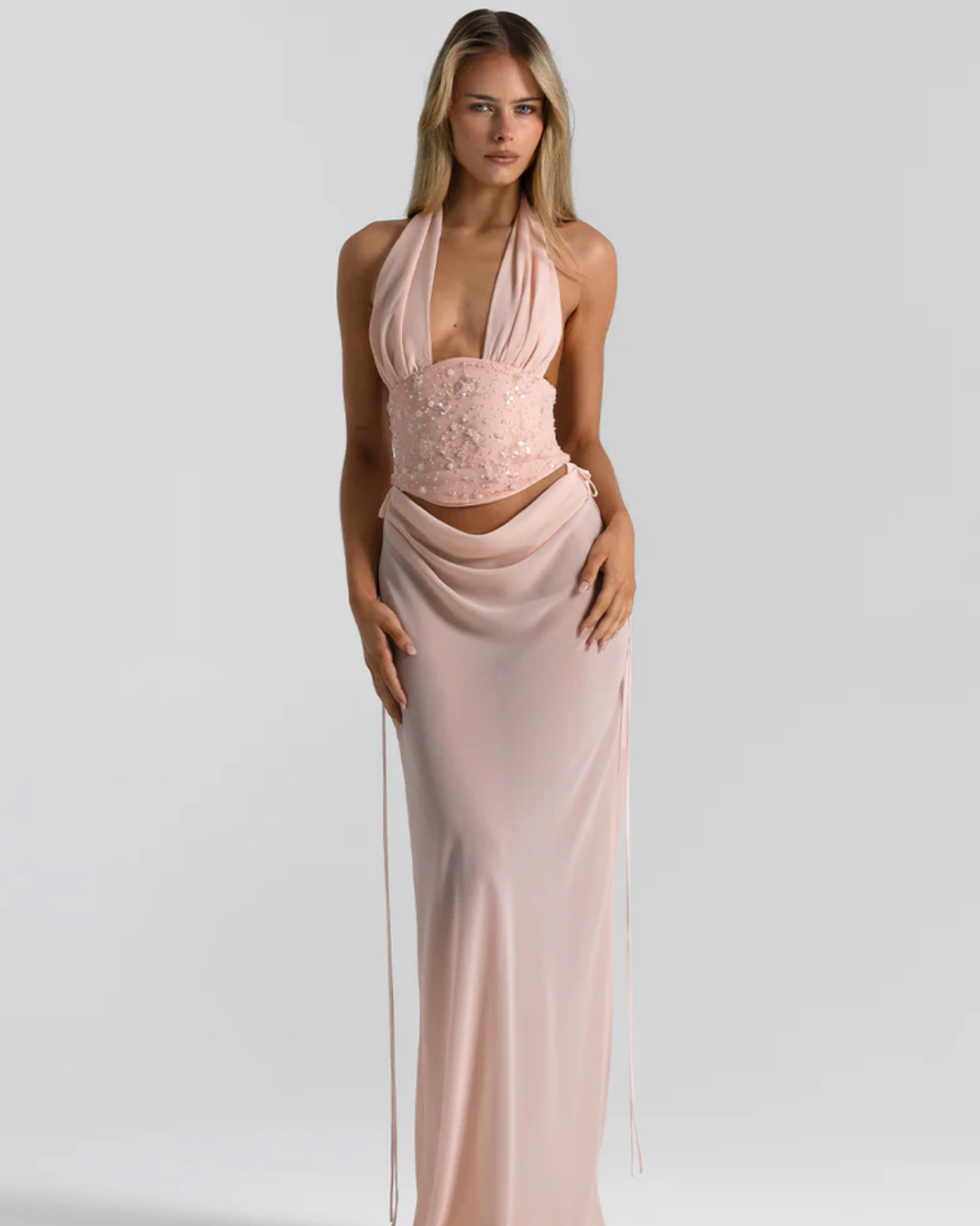 Natalie Rolt Bronte Top & Allira Skirt - Baby Pink