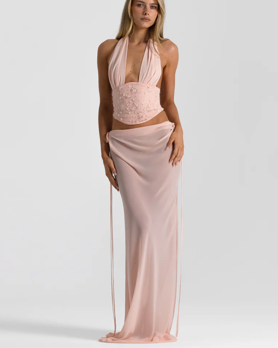 Natalie Rolt Bronte Top & Allira Skirt - Baby Pink